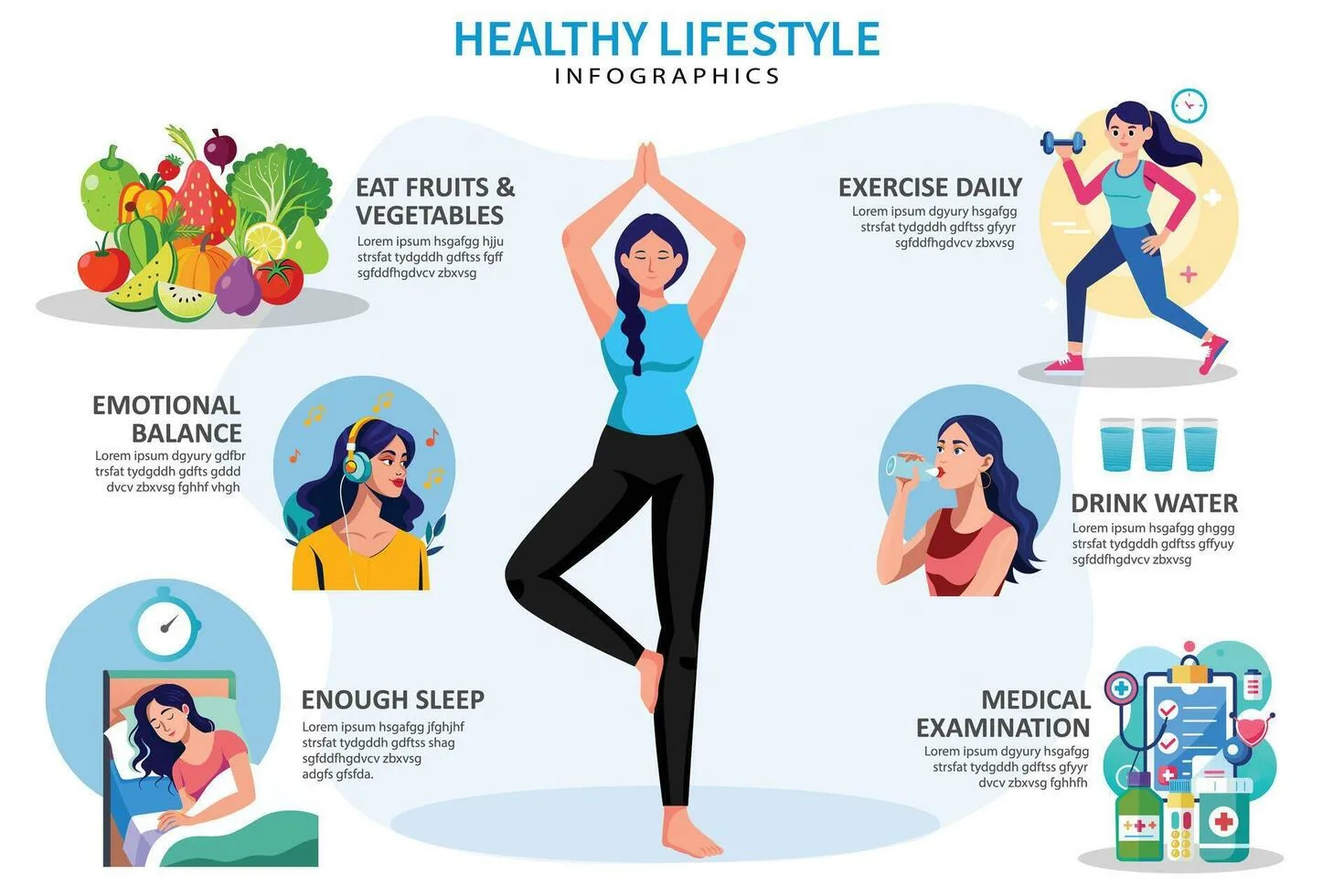 Healthy lifestyle choices including balanced nutrition and exercise